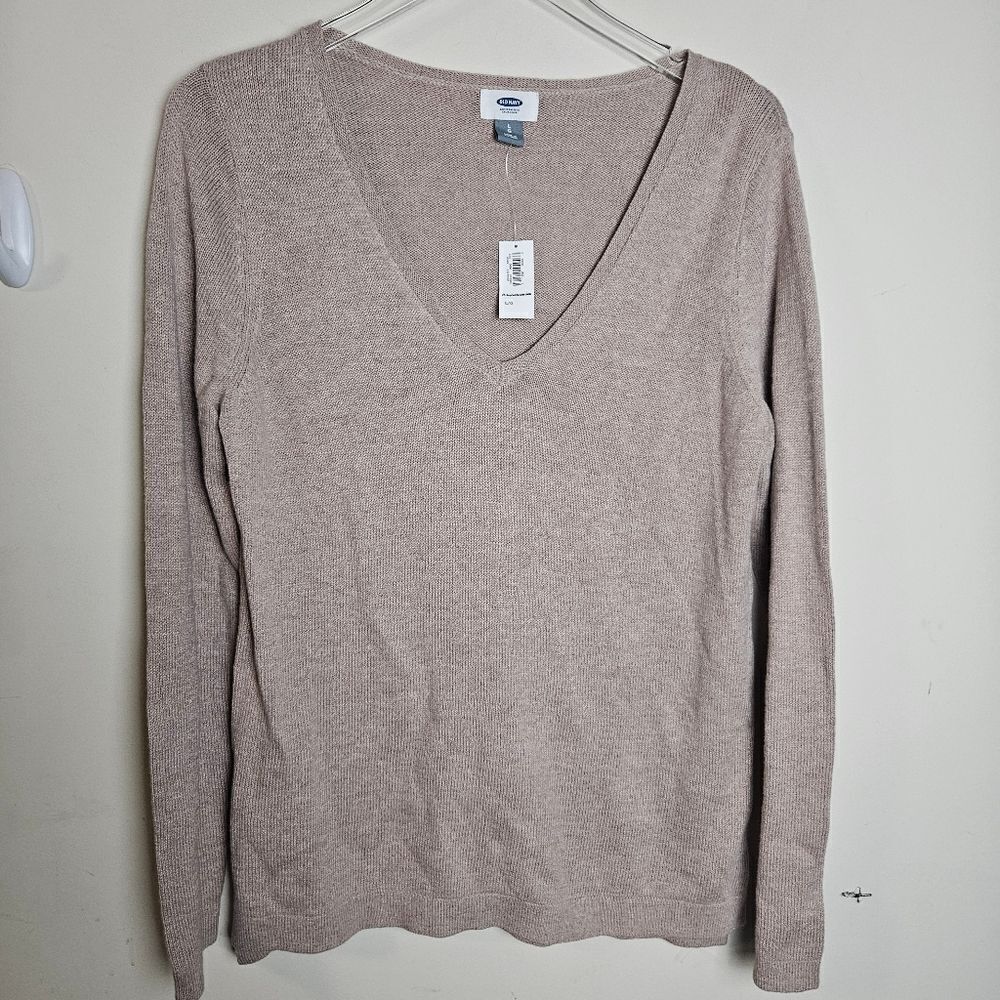 Old Navy Classic V-Neck Sweater for Womens NWT MAUVEY STAR Neutral Large